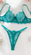 Adora Lingerie teal lace lingerie set flat lay in Kenya