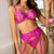 Velvet Desire Vibrant Pink Embroidered Lace Lingerie Set - Front View